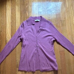 Abercrombie & Fitch Mauve Ribbed Button-Down Shirt